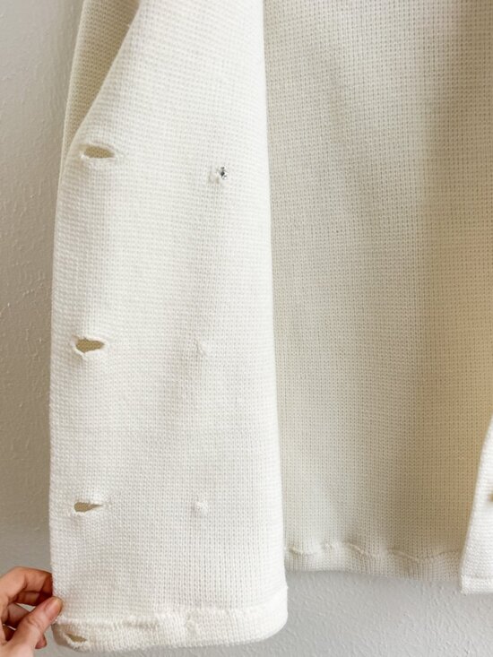 VINTAGE 60s Lilly of California Cream Knit Double Breasted Lady Jacket Blazer - Picture 12 of 13